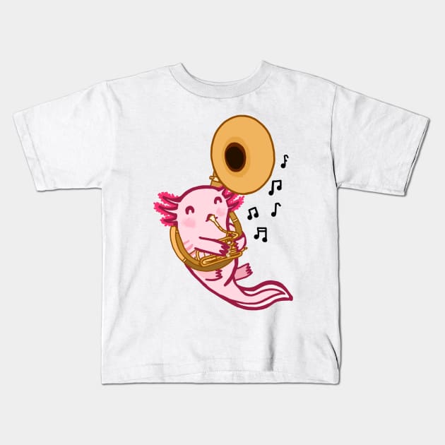 Sousaphone Axolotl Kids T-Shirt by Artstuffs121